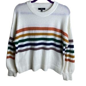 Lulus Small Ivory Stripe Crew Neck Cozy Sweater.  Super soft!